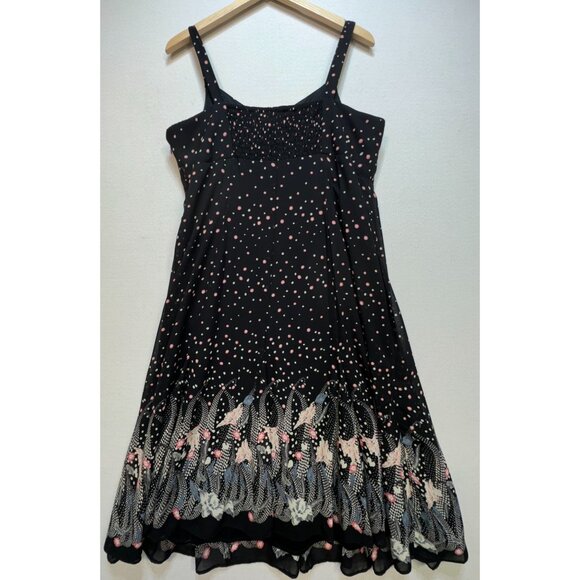 Dressbarn Women's Mini Dress Summer Size 14W Black Floral Sleeveless Stretch - Picture 2 of 14